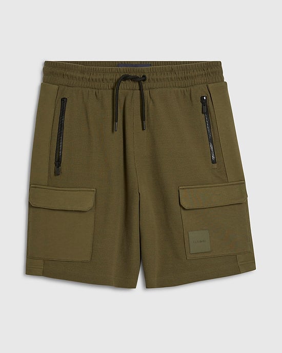 River Island Mens Shorts Khaki Regular Fit Textured Cargo Drawstring - Image 5