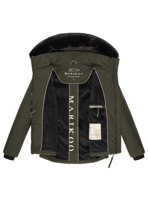 Marikoo short winter jacket for women with faux fur & teddy lining – Morinaa - Image 6
