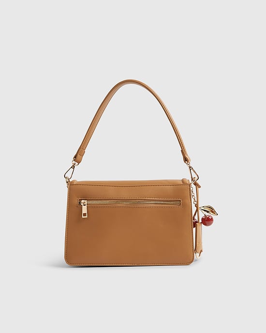 River Island Womens Shoulder Bag Beige Tab Front Cherry Charm - Image 2