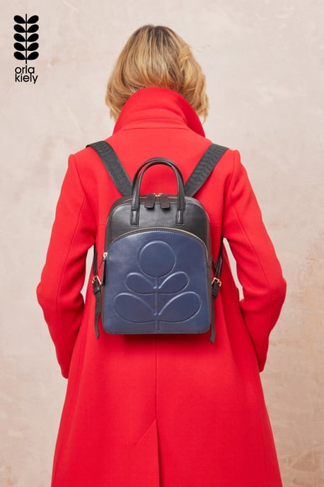 Black Emilia Petite Backpack - Embossed Stem Black - Image 1