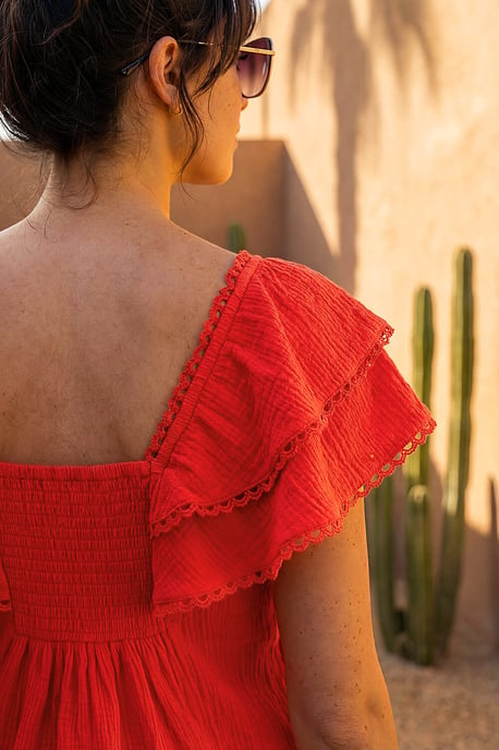 Textured Lace Trim Top - Image 4