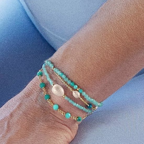 Luxenter armband, metaallegering en amazoniet, 18K vergulde afwerking - Image 3