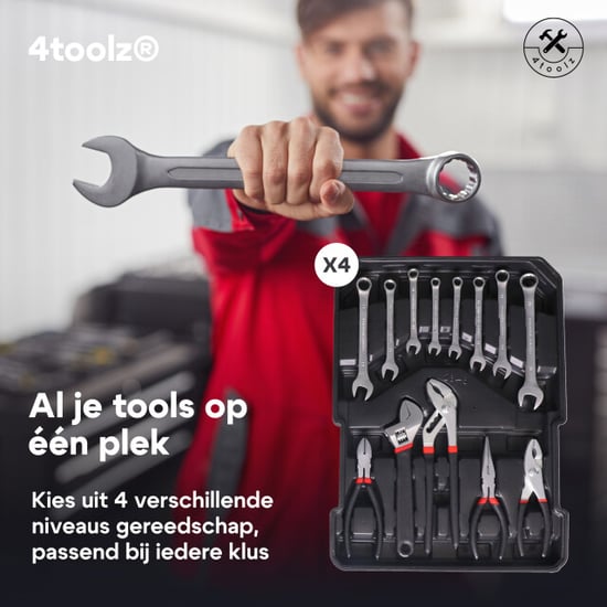 4toolz ® gereedschapskoffer xxl 1020-delig aluminium trolley met wielen - Image 6