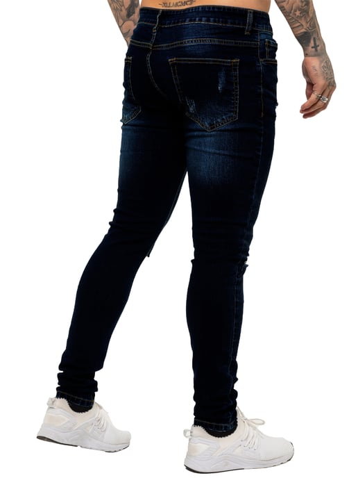 Enzo Mens Skinny Ripped Jeans - Image 2