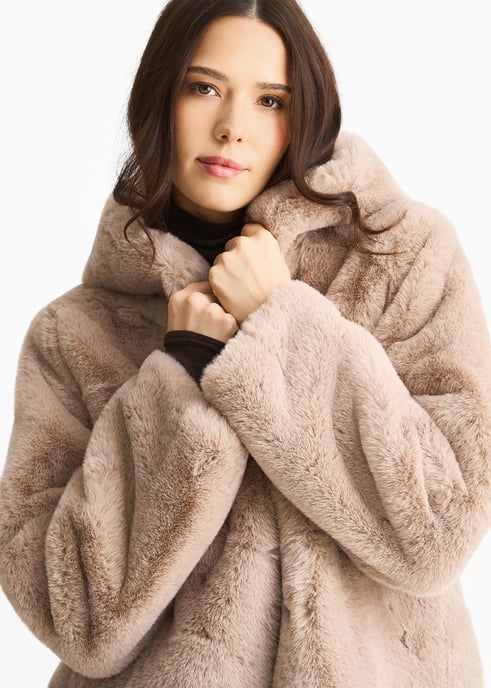 Hooded Faux Fur Jacket - Image 2
