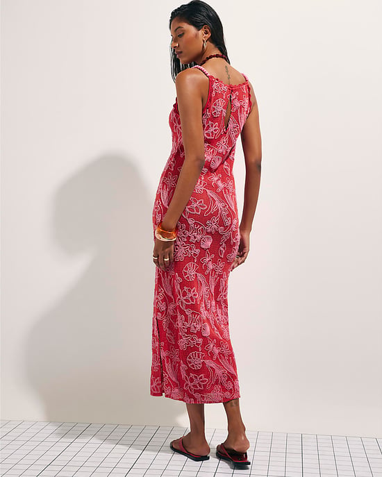River Island Womens Maxi Dress Red Shell Embroidered Crochet - Image 3