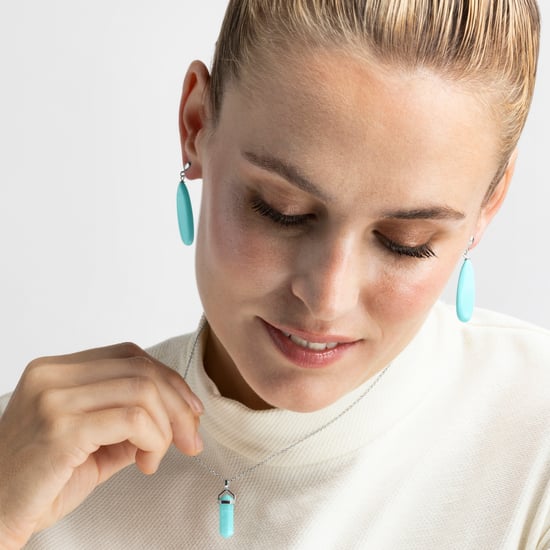 Luxenter oorbellen, 925 sterling zilver, adak en turkoois, gerhodineerd afgewerkt - Image 2