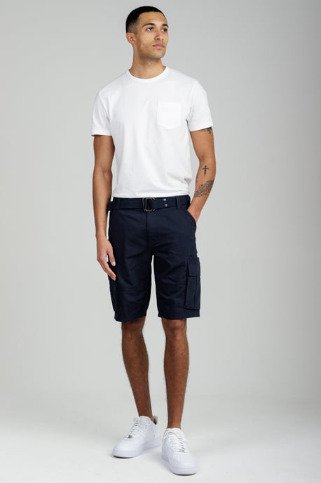 Navy Cotton Ripstop Cargo Shorts - Image 3
