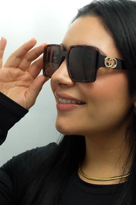 Gucci Square Womens Dark Havana with Gold Dark Brown GG1692S - Image 5