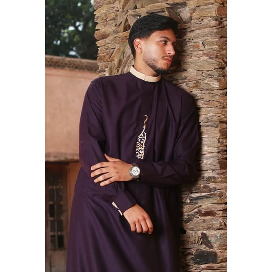 Men's Purple Thobe Arab Saudi Emirati Islamic Clothing Jubba Robe - Image 3