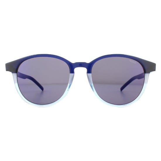 Hugo by Hugo Boss Round Mens Matte Blue Turquoise Blue Mirror Sunglasses - Image 1