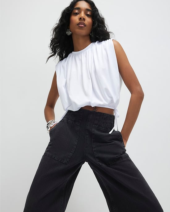 River Island Womens Wide Leg Jeans Black Pull On Elasticated - Image 4