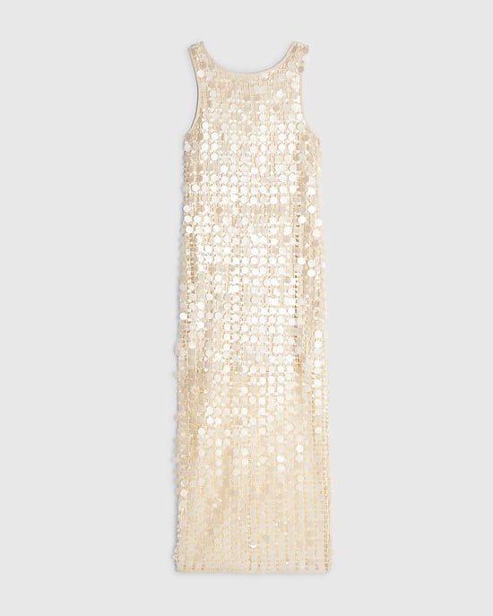 River Island Womens Midi Dress White Sleeveless Sequin Crochet - Image 6