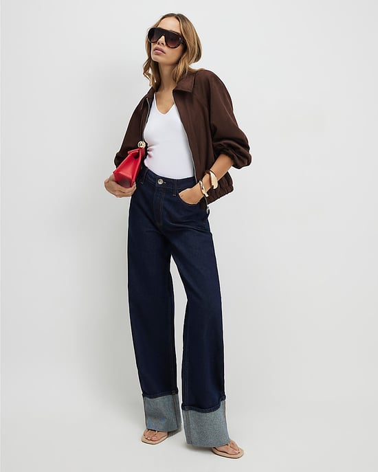 River Island Womens Straight Jeans Blue Relaxed Turn Up Cuff - Image 2