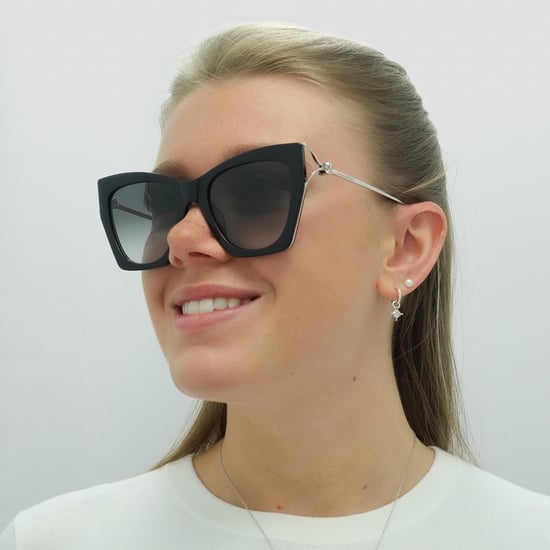 Alexander McQueen Cat Eye Womens Black Silver Grey Gradient AM0375S - Image 6
