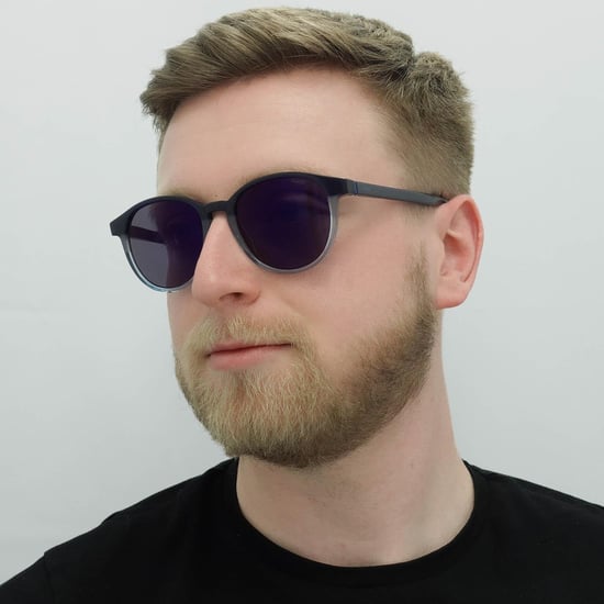 Hugo by Hugo Boss Round Mens Matte Blue Turquoise Blue Mirror Sunglasses - Image 6