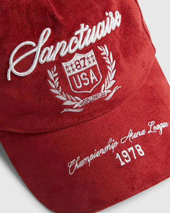 River Island Mens USA Cap Red Sanctuaire Embroidered Graphic - Image 4