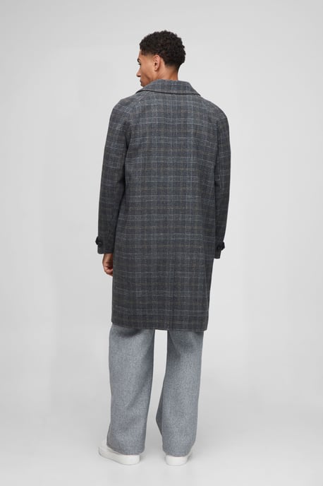 Regular Fit Raglan Single Breasted Check Collar Buckle Car Coat - Image 2
