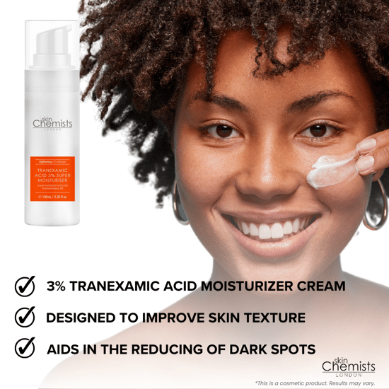 skinChemists Tranexamic 3% Anti-Ageing Moisturiser Cream 100ml for Fine Lines, Wrinkles, Uneven Skin Tone - Image 3