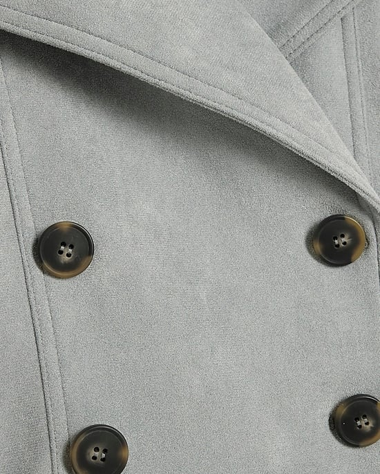 River Island Womens Bomber Jacket Blue Faux Suede Collared - Image 5
