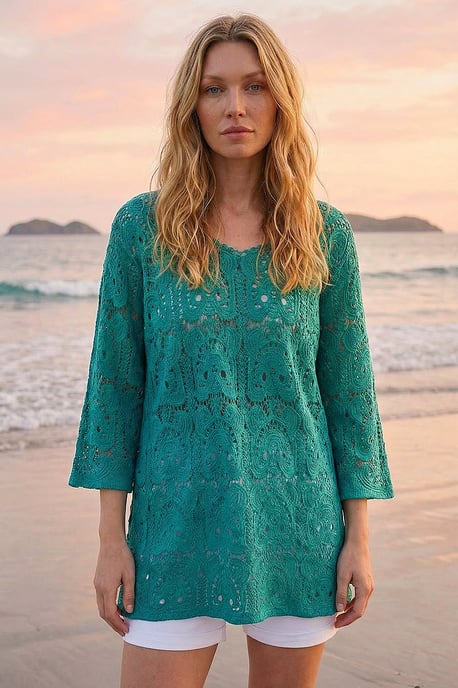 Cotton Crochet Tunic Top - Image 3