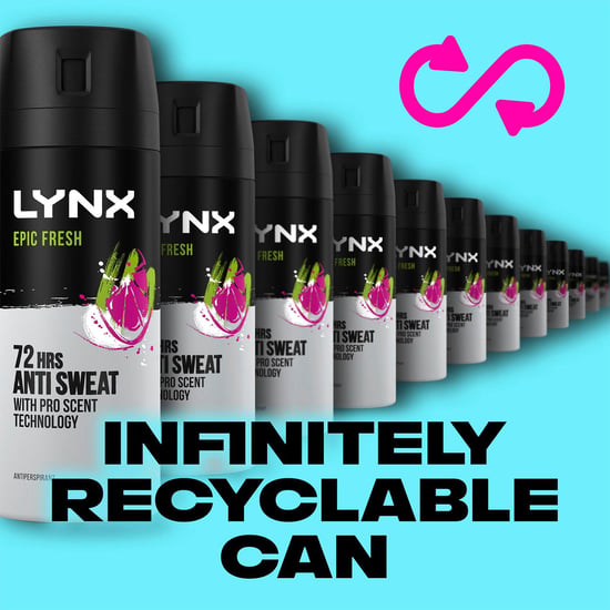 Lynx Epic Fresh Antiperspirant Aerosol Deodorant Spray 72H Protection 150ml, 3pk - Image 5