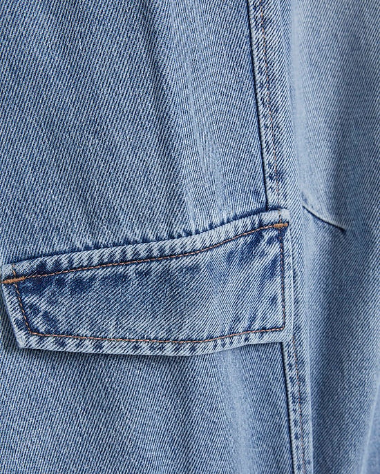 River Island Womens Barrel Leg Jeans Blue Utility Pleat - Image 5