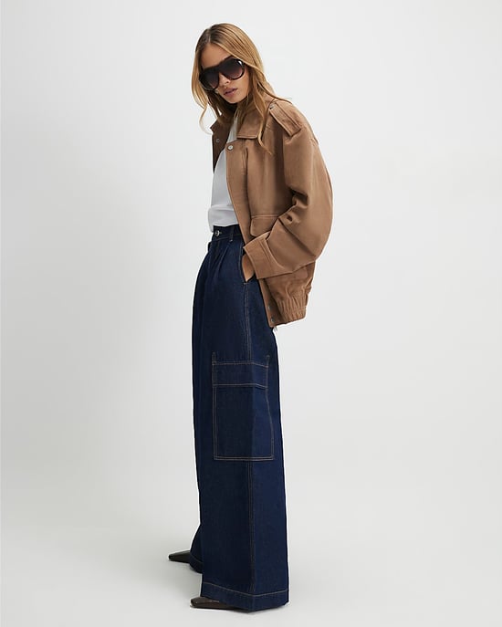 River Island Womens Baggy Jeans Blue Mid Rise Combat - Image 2