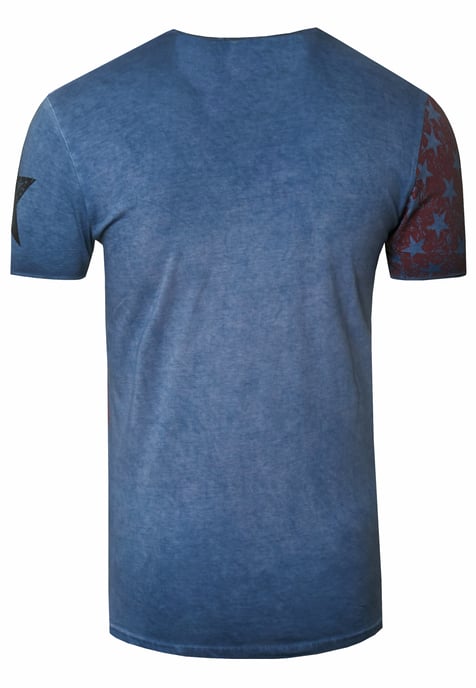 USA T-shirt met sterren en strepen en V-hals in gebruikte look - Image 2