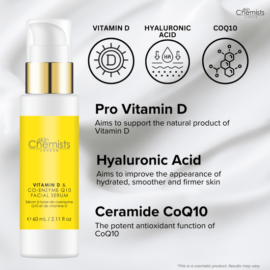 skinChemists Vitamin D Co-Enzyme Q10 & Vitamin D Anti-Ageing Serum 50ml for Loss of Firmness, Fine Lines, Wrinkles - Image 2