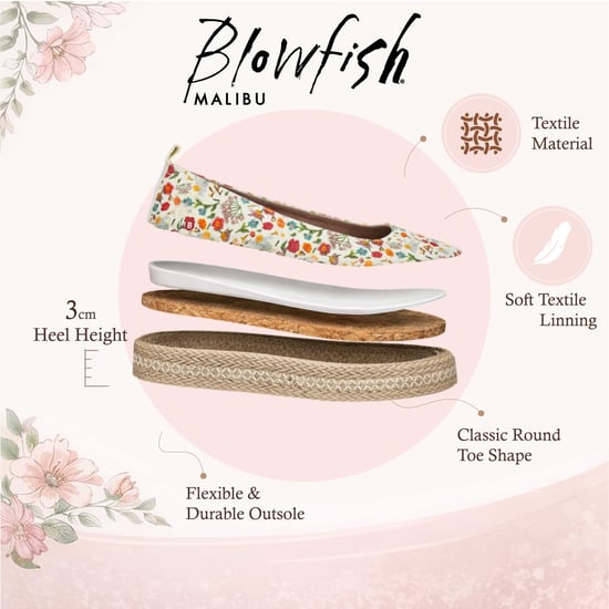 Blowfish Malibu Damer Blommiga Vita Balettplatta Ballerina Vardagsskor - Benita - Image 2