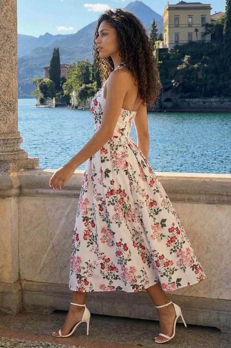 Petite Floral Print Cotton Midi Dress - Image 3