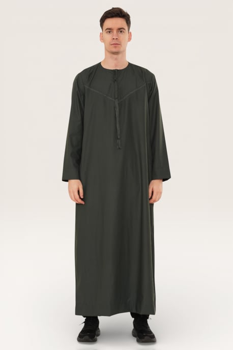 Mens Grön Ramadan Eid Marockansk Jubba Robe Kaftan Djellaba Thobe LFS -TT-008 - Image 2