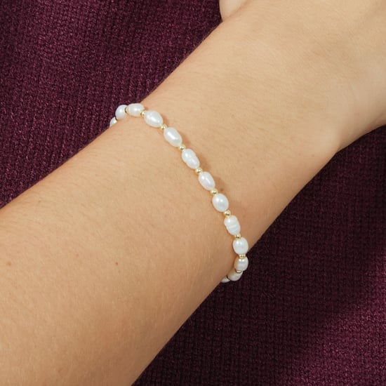 Luxenter Sterling zilveren 925 armband met witte parel afgewerkt in 18K geel goud - Zul - Image 3