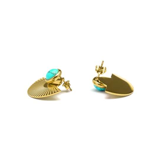 Luxenter Turquoise oorbellen afgewerkt in 18K geel goud- Ria - Image 4