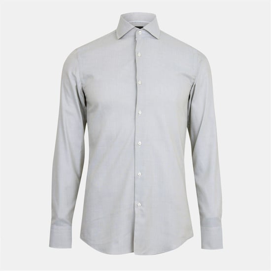Men's Boss Spread Collar Long Sleeve Shirt in Medium Green - Image 1