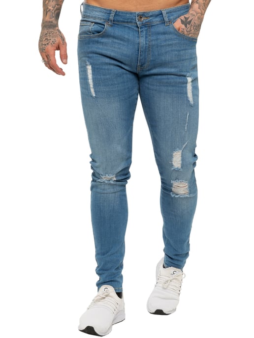 Enzo Mens Skinny Ripped Jeans - Image 3
