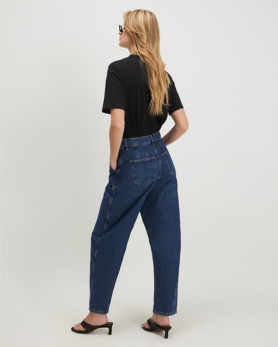 River Island Womens Barrel Leg Jeans Blue Clean Waist - Image 3