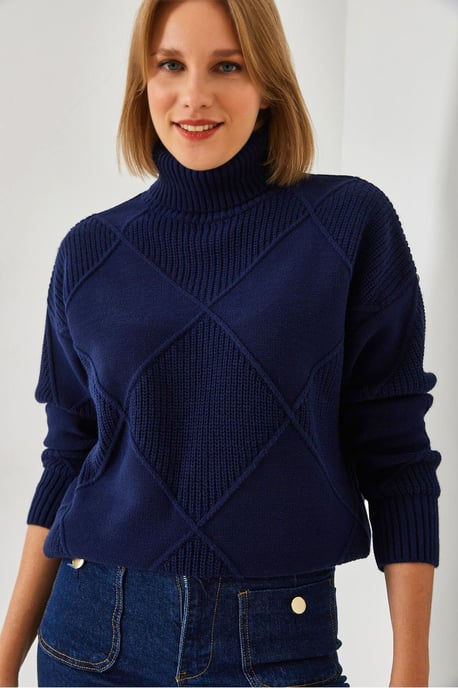 Textured Turtleneck Sweater - Image 1