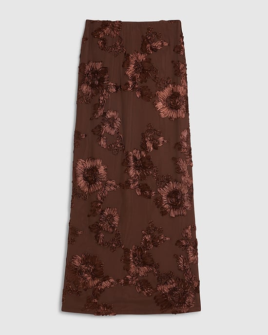 River Island Womens Maxi Skirt Petite Brown Cornelli Elasticated Waist - Image 5
