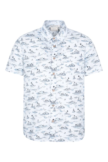 'Preston Illustration' Men's Shirt Breathable Summer Holiday Top White - Image 1