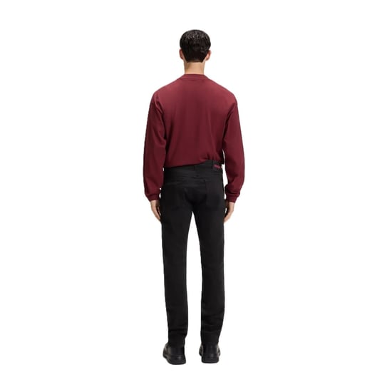 Men's Hugo Mid Rise Slim Fit Five Pocket Jeans in Black - Image 2