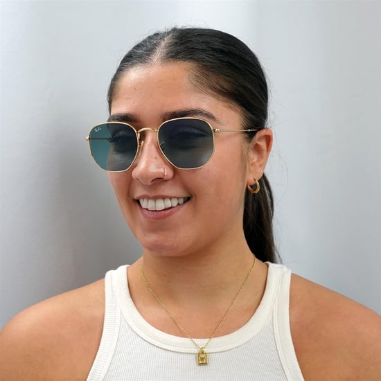 Ray-Ban Square Unisex Gold Blue Grey Gradient Sunglasses - Image 6