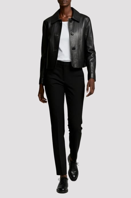 Megan Pelle D’annata Real Leather Jacket in Black - Image 1