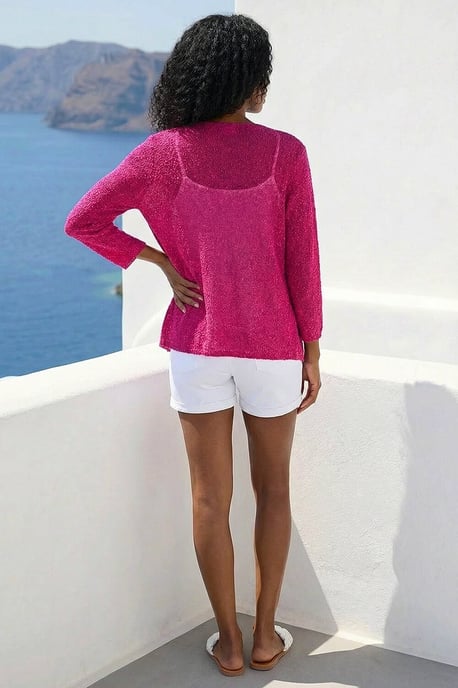 Textured Shimmer Knit Shrug - Image 2