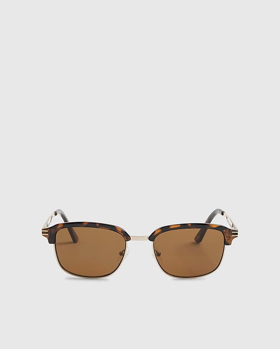 River Island Mens Square Sunglasses Brown Tortoise Clubmaster - Image 4