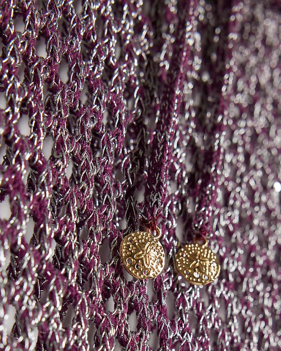 River Island Womens Beach Tunic Purple Metallic Knit Scoop Neck - Image 5