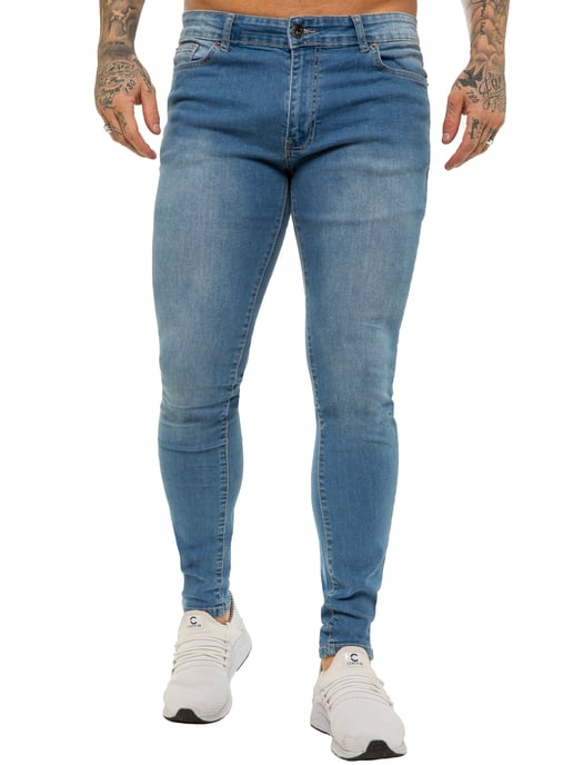 Enzo heren skinny super stretch denim jeans - Image 3
