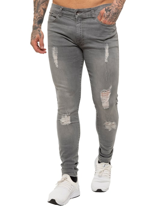 Enzo Mens Skinny Ripped Jeans - Image 3