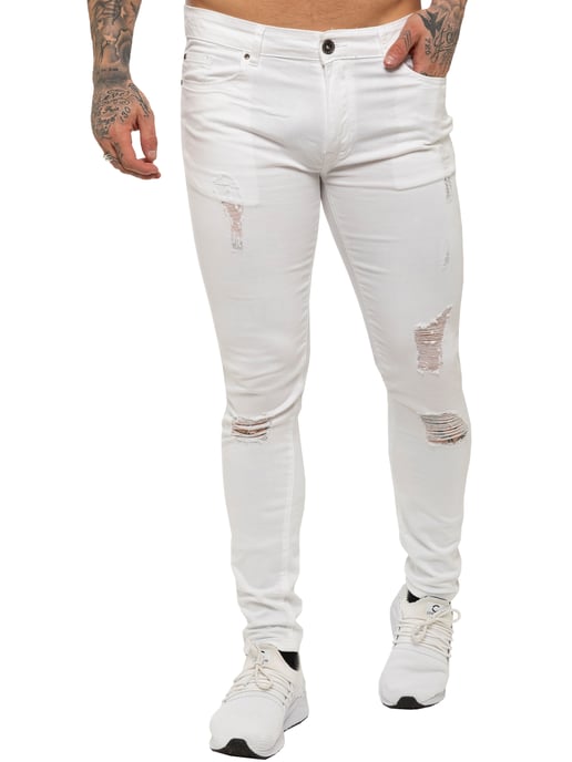 Enzo Mens Skinny Ripped Jeans - Image 3